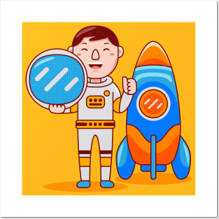 Cute Astronaut Cartoon Posters and Art